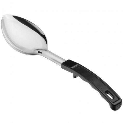 11" Standard Duty Stainless Steel Solid Basting Spoon with Coated Handle
