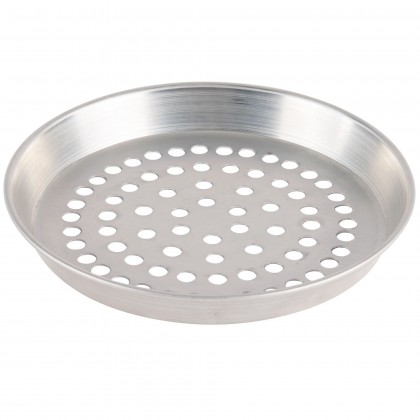 Super Perforated Standard Weight Aluminum Tapered / Nesting Deep Dish Pizza Pan
