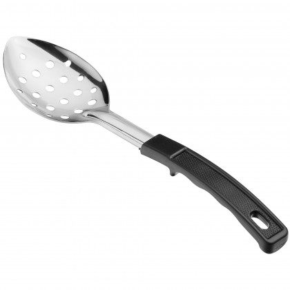 11" Standard Duty Stainless Steel Perforated Basting Spoon with Coated Handle