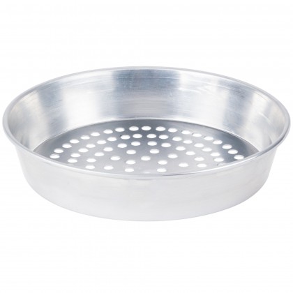 14" x 2" Super Perforated Standard Weight Aluminum Tapered / Nesting Pizza Pan